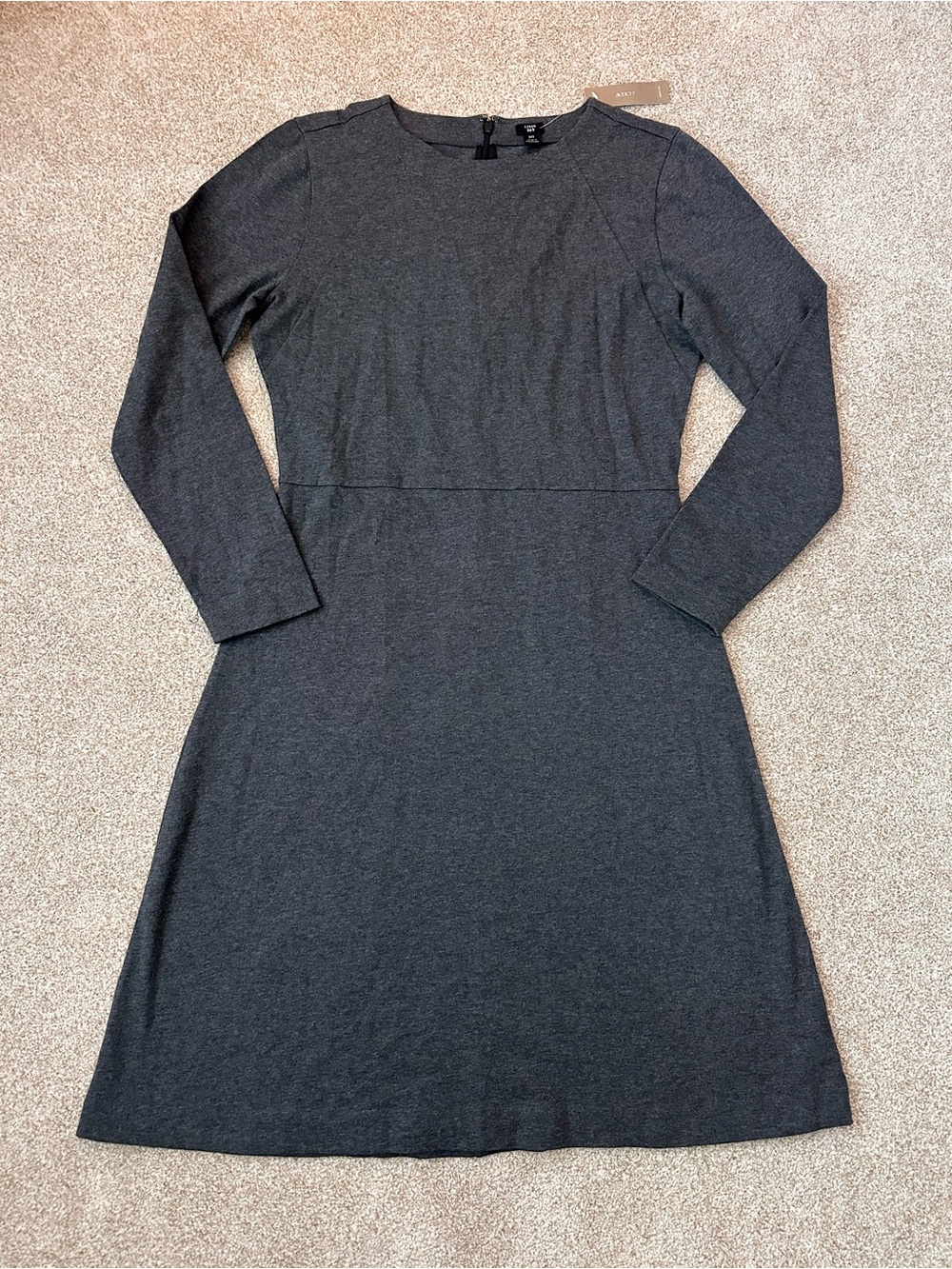 NWT J.Crew 365 100% Cotton Fit & Flare Gray Knit Dress Medium Tall